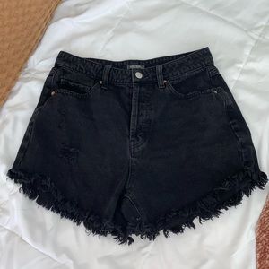 wild fable Black High-Rise Distressed Denim Shorts